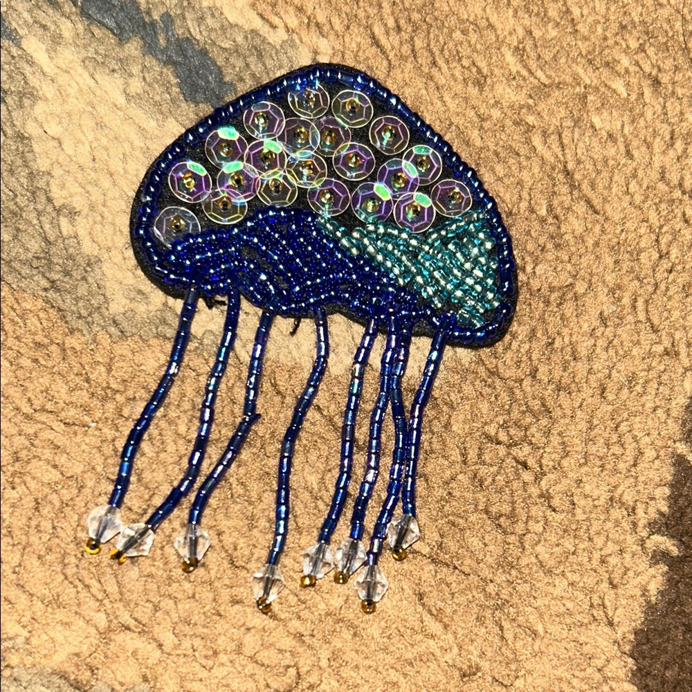 Gorgeous see on jellyfish sequin bead patch